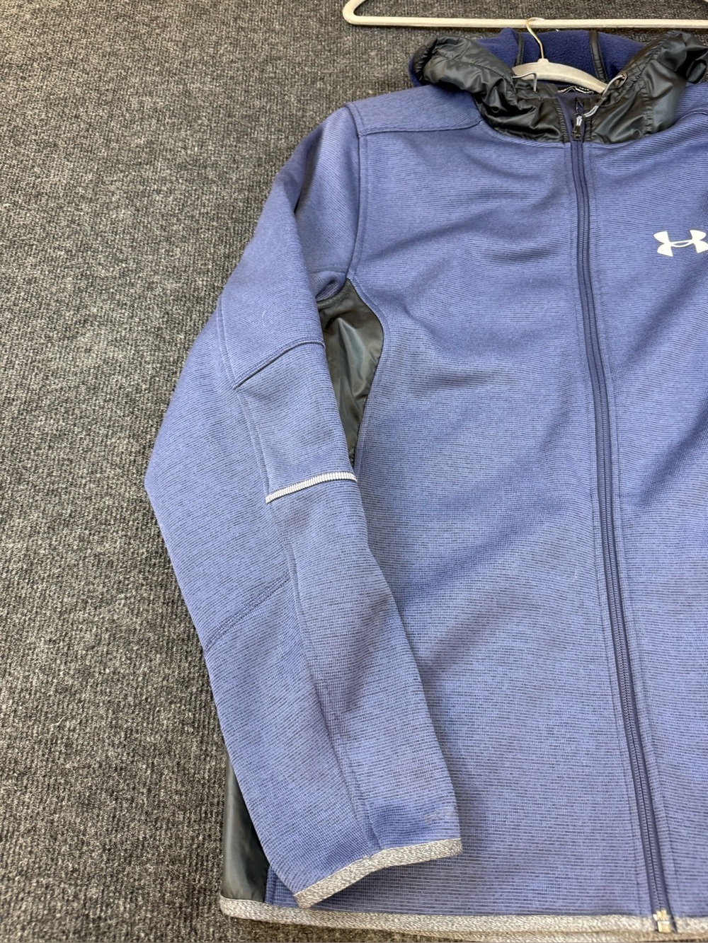 Under Armour Men's Heathered Navy Full-Zip Hooded Performance Jacket